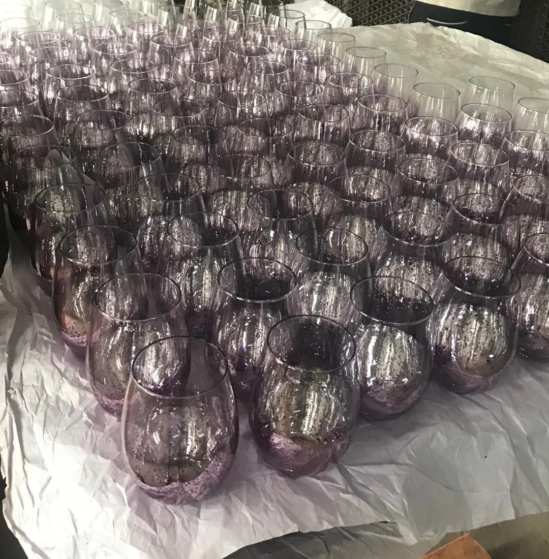 Colorful Plating OEM Egg Shape Glass Cup For Drinking Wine Whiskey Water Milk Cup