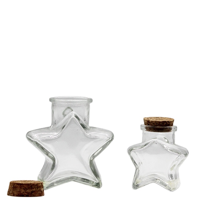 Лидер продаж, маленькая 50 мл мини-бутылка для хранения, пятизвездочная форма, стеклянная банка для сладостей с Пробковой Крышкой