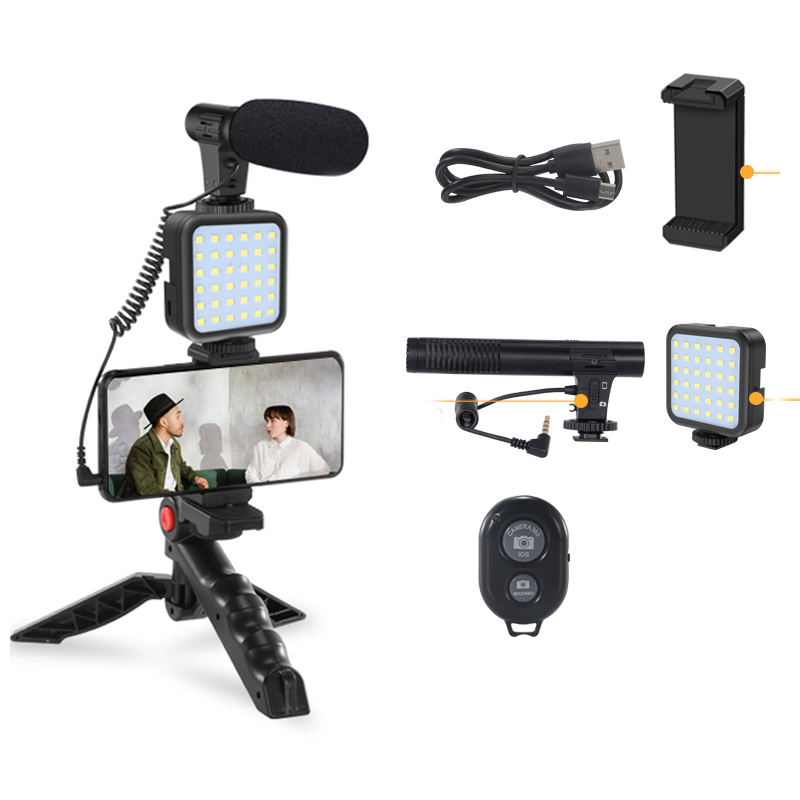 Комплект видеонаблюдения, двухцветный мини-микрофон со светодиодной подсветкой, с функцией прямой трансляции