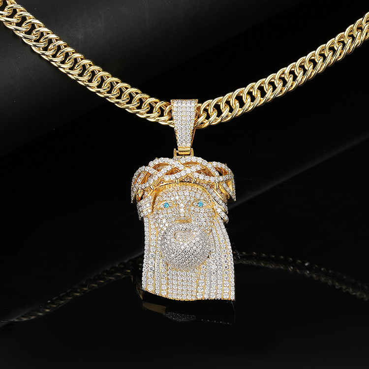 Ice box Large Silver/ 10K Solid Gold Mens Diamond Jesus Christ Head Pendant Moissanite Iced Out Hip Hop Jesus Pendant