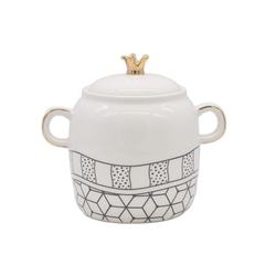 Food Grade Luxury ceramic storage Bottles spice jar sugar canister with gold handle