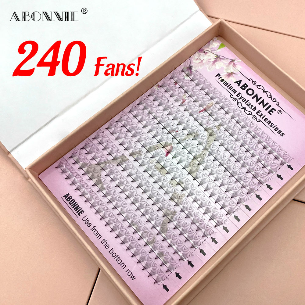 Вентиляторы Abonnie ручной работы 480/240, 3d, 4d, 5d, 6d, 7d, 8d, 10d, с длинным стержнем, термоскрепленные, из искусственной норки, готовые вентиляторы в большом лотке