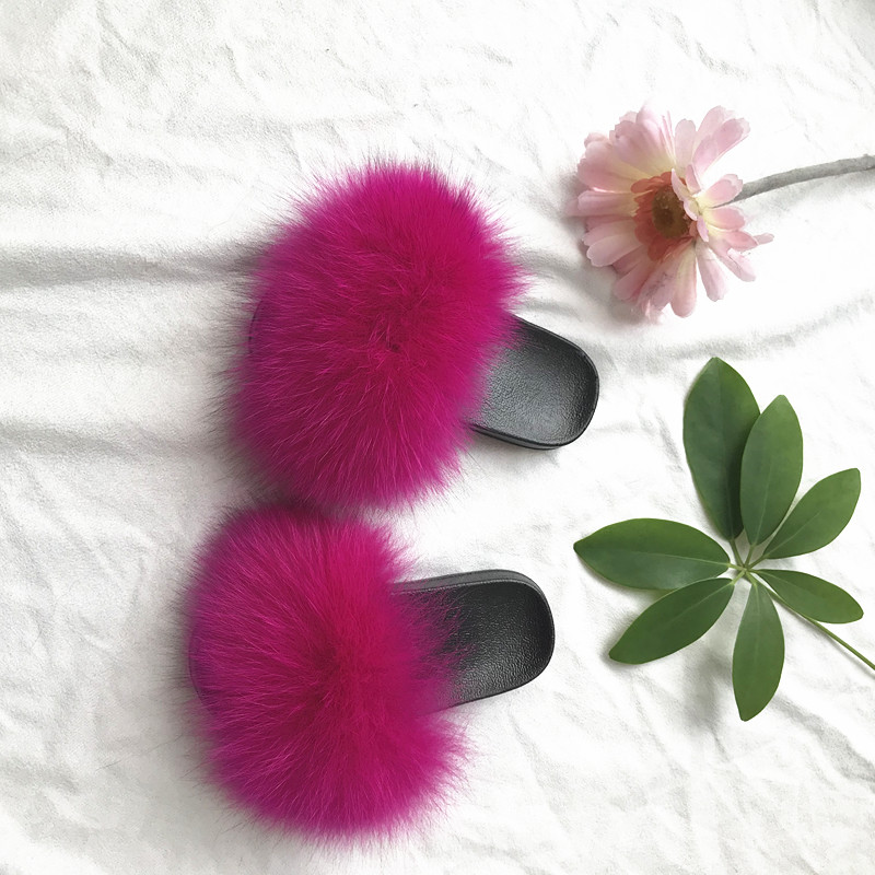 Лидер продаж 2021, оптовая продажа с завода, пушистые детские тапочки из лисьего меха для девочек