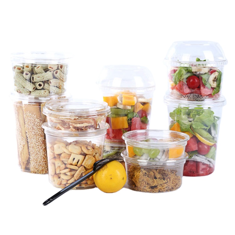 Одноразовый контейнер для хранения домашних животных, Салатница, пластиковая круглая упаковочная коробка для еды