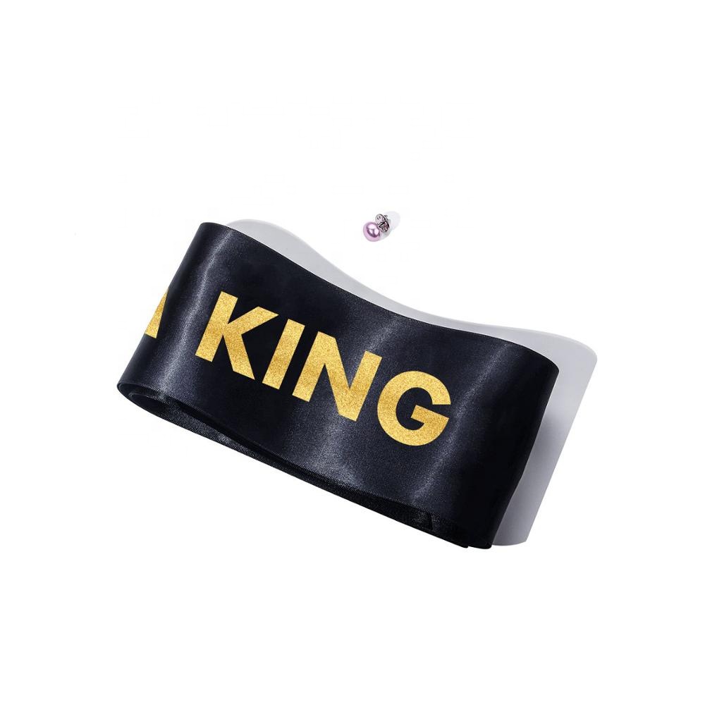 2020 새로운 도착 리본 새시 골드 반짝이, 졸업 파티 새시, 학교 파티 액세서리