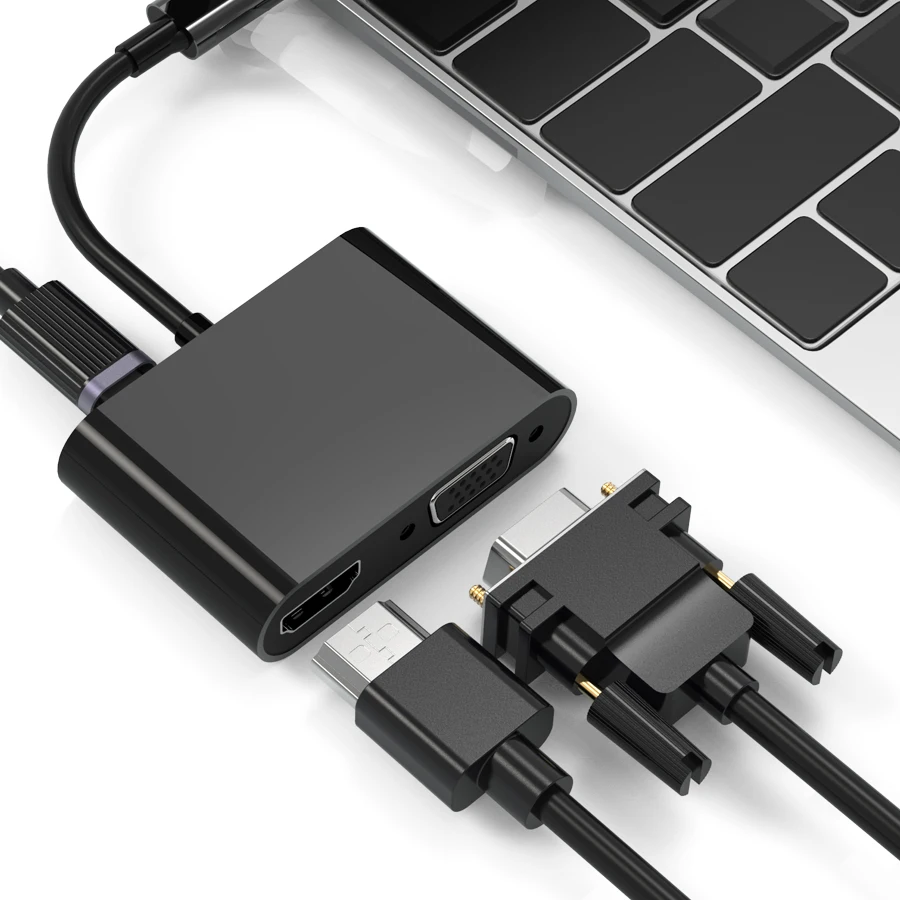 Soomfon 2 в 1 портативный многопортовый кабель-Переходник USB C на 4K HDMI 1080P VGA конвертер с SST функция USB TYPE C USB Hub адаптер