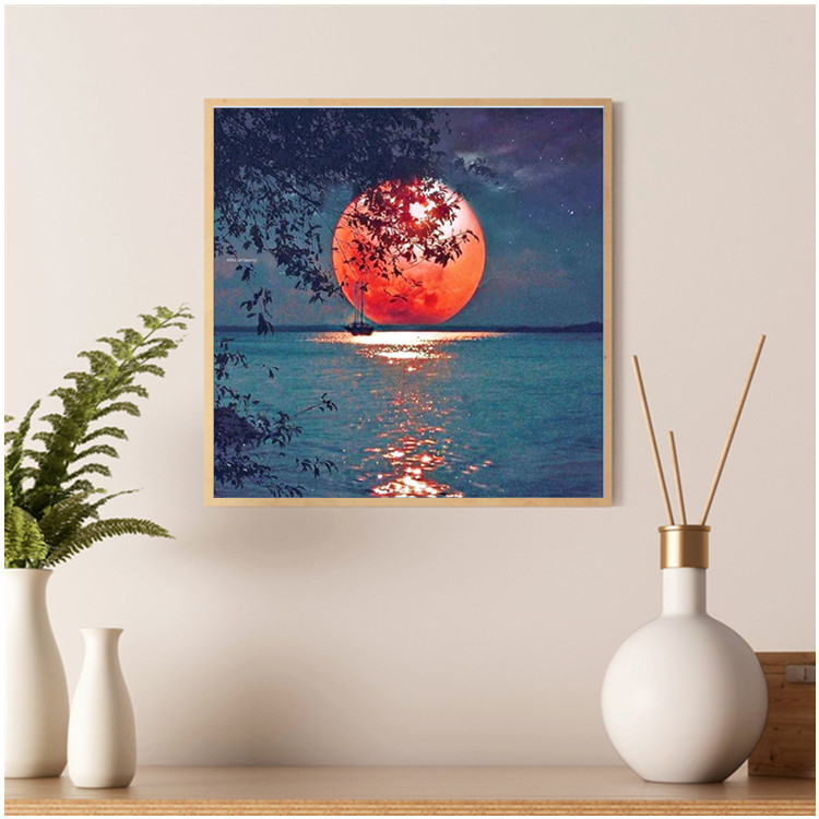 DIY cross stitch home decoration moon scenery custom diamond painting 5D diamond painting