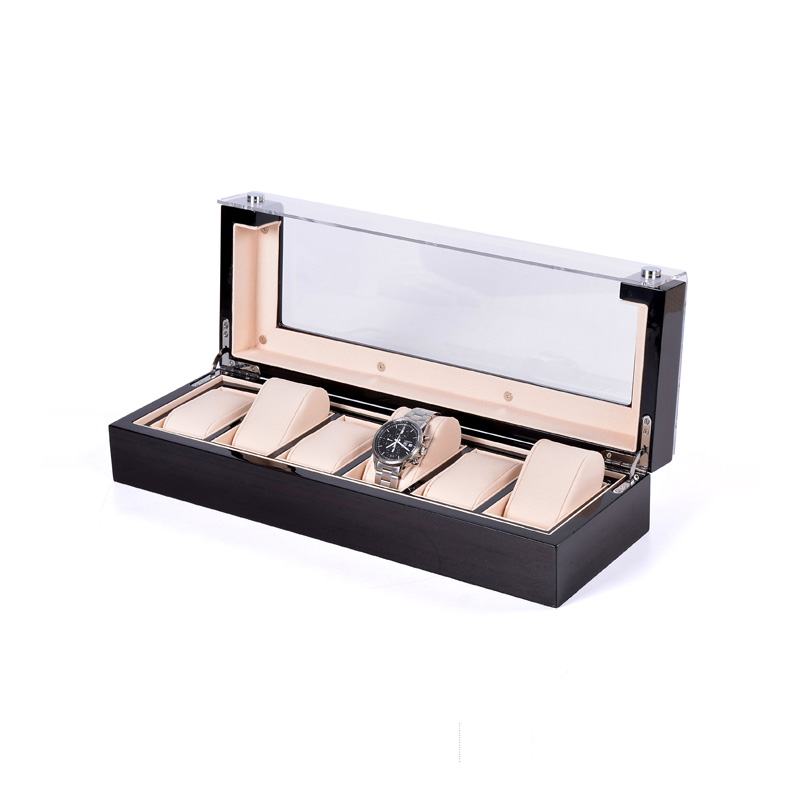 High Quality Luxury Custom 6 Slots Wooden Watch Organizer Box For Display