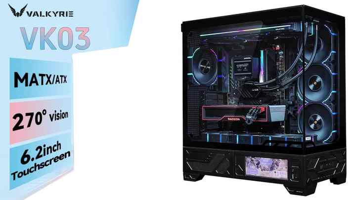 Valkyrie VK03-M Lite MicroATX Game PC Case – Supports 360° Water