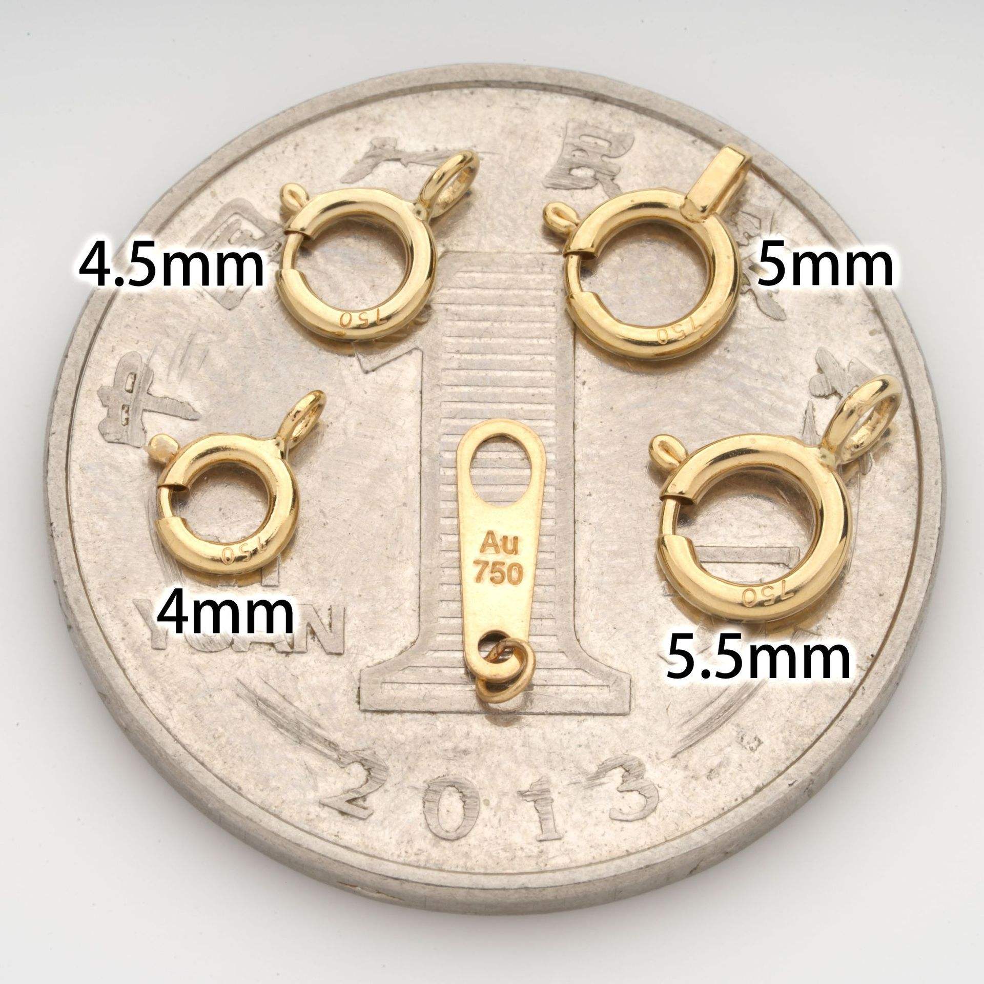 18K Gold Japanese Style Stamp Clip Closed Ring Bracelet