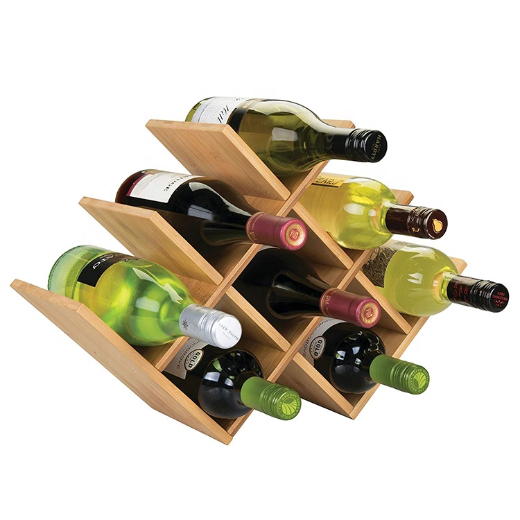 100% Bamboo Free-Standing Water Bottle And Wine Rack Storage Organizer For Kitchen Countertops Pantry Fridge