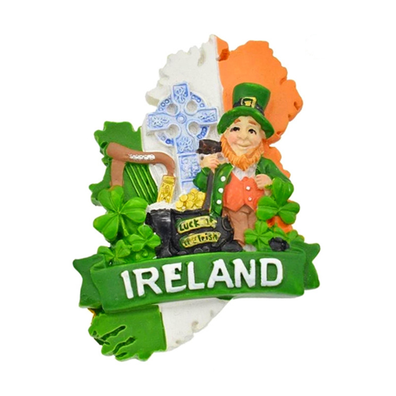 ireland irish RESIN IRELAND LEPRECHAUN TOPHAT SHAMROCKS fridge magnet