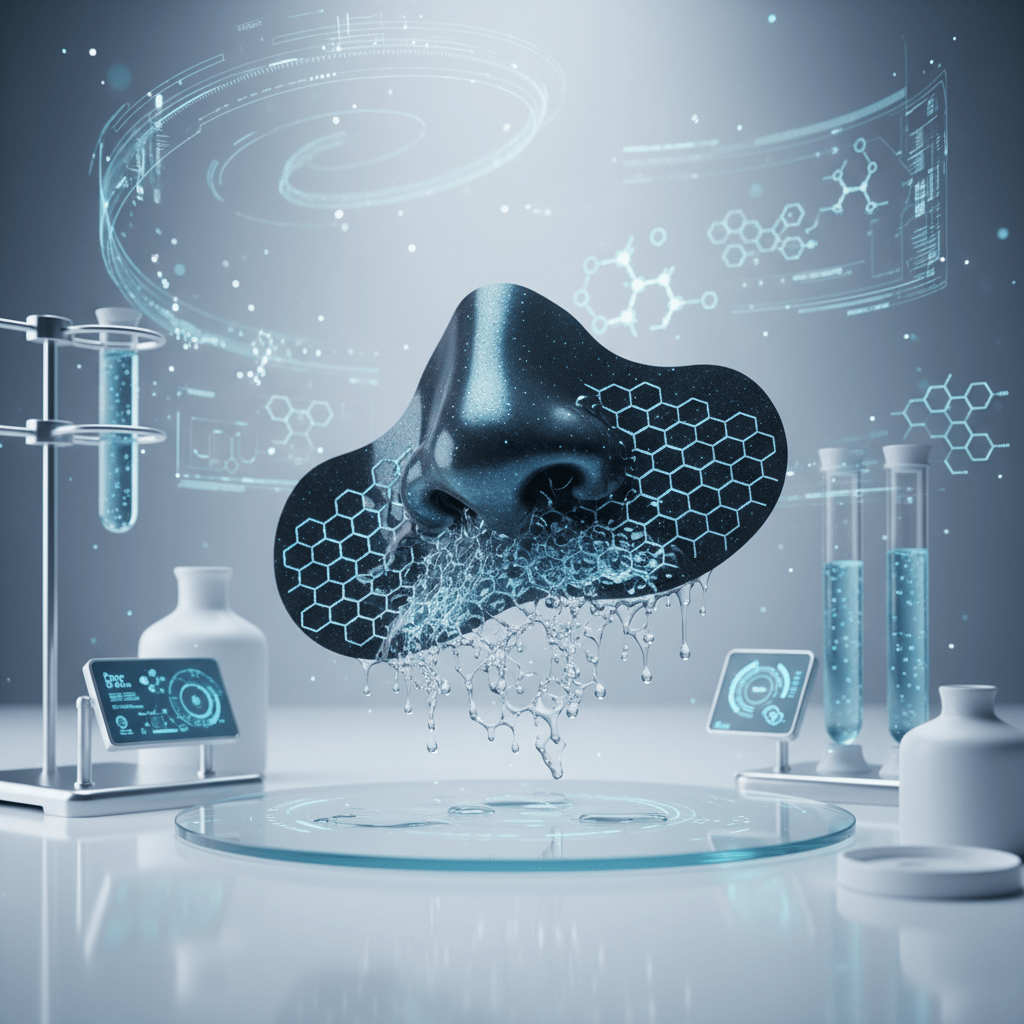 Advanced microneedle nose strip with dissolving active components on sterile glass.