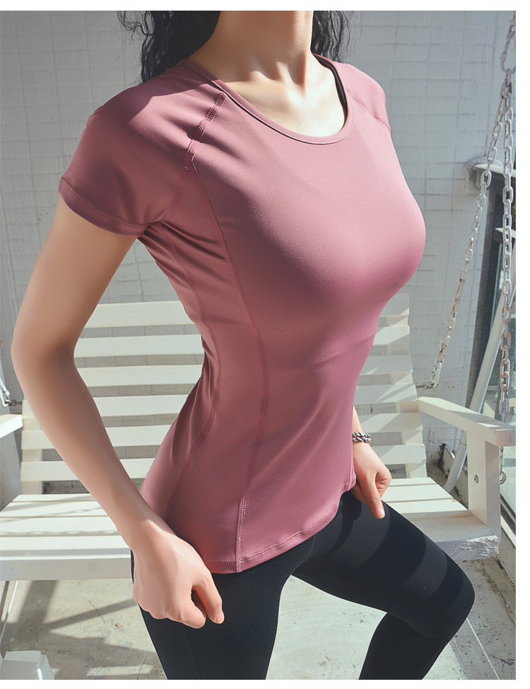 Заводская индивидуализированная бесшовная футболка из 80% нейлона, 20% спандекса для спортзала, спортивная одежда, футболка для бега и йоги