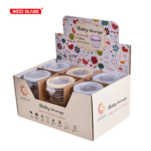 BPA Wadah Makanan Bayi Kaca Gratis, dengan Tutup Jepret Microwave Aman 120Ml Penyimpanan Makanan Bayi Set Kotak Makan Siang Mini Paket HEMAT