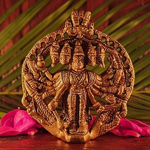 Office Temple Divya Mantra Hindu God Sri Panchmukhi Five Faced Prayer Hanuman Brass Door Wall Hanging Showpiece- Puja Room Good Luck Meditation Home Decor Gift Collection Item//Product -Money