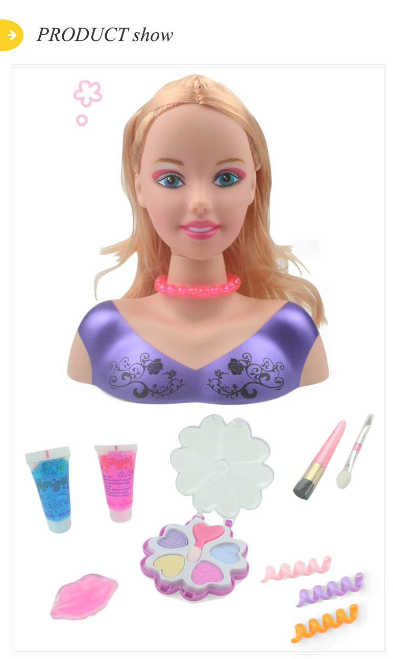 DIY hair half model girl dolls dress up game makeup set toys