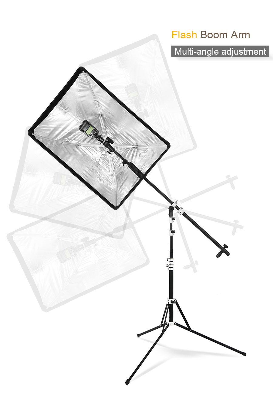 Holder Bracket Swivel Head Reflector Disc Arm Support with Telescopic Boom Arm Top Light Sandbag for Speedlite Mini Flash Strobe