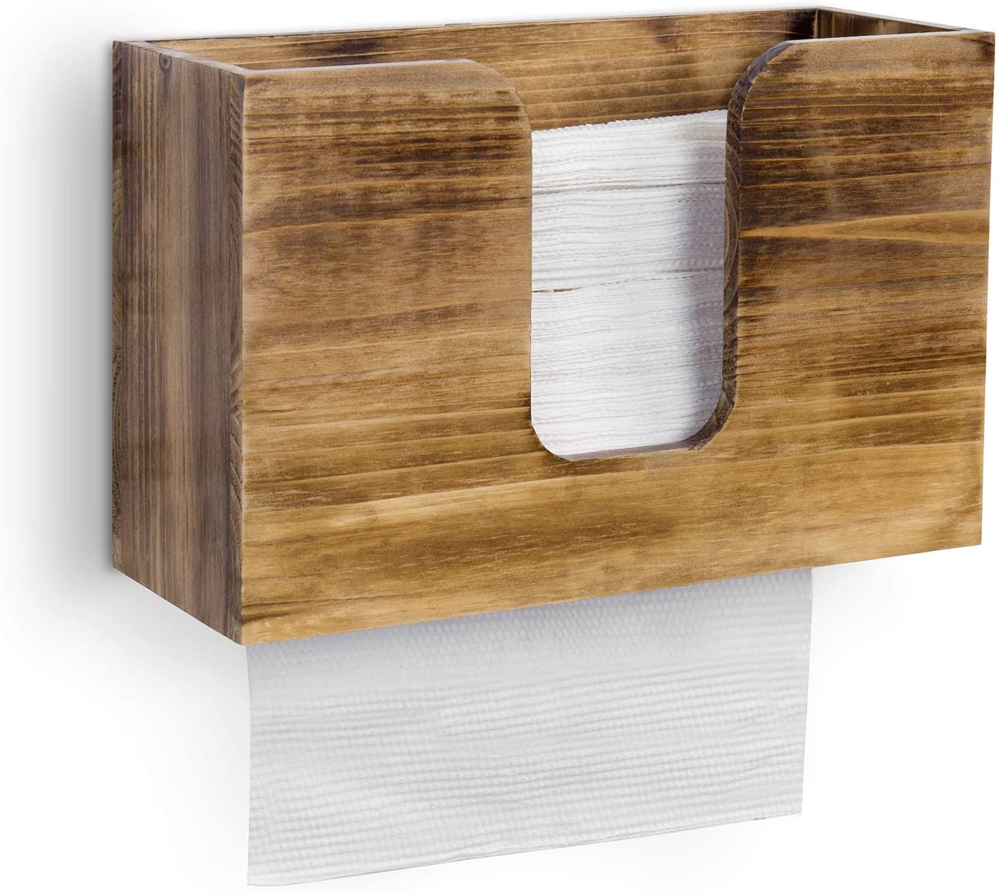 Деревенский темно-коричневый сгоревший твердый деревянный многоразовый настенный бумажный диспенсер для полотенец