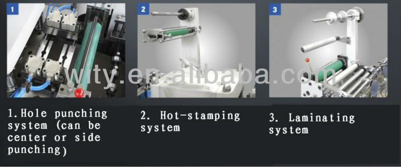 Adhesive Label Logo Sticker Die cutting Machine Punching Hot-stamping Laminating function