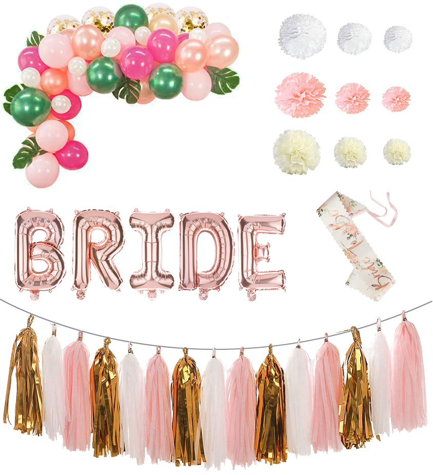 2020 中国工場花嫁はサッシ bachelorrete パーティー用品ブライダルシャワーグリーンピンク風船アーチキット花輪