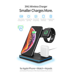 Multi-função 3 em 1 estande carregador sem fio estação de carregamento sem fio carregador sem fio para o relógio bin carregamento do telefone celular