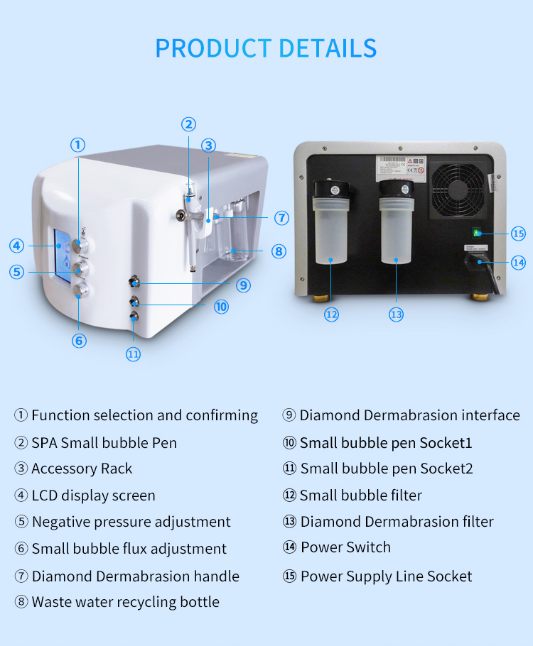 Diamond Microdermabrasion Machine Small bubbles skin Deep Clean Blackhead Remover Vacuum Beauty Device SPA9.0