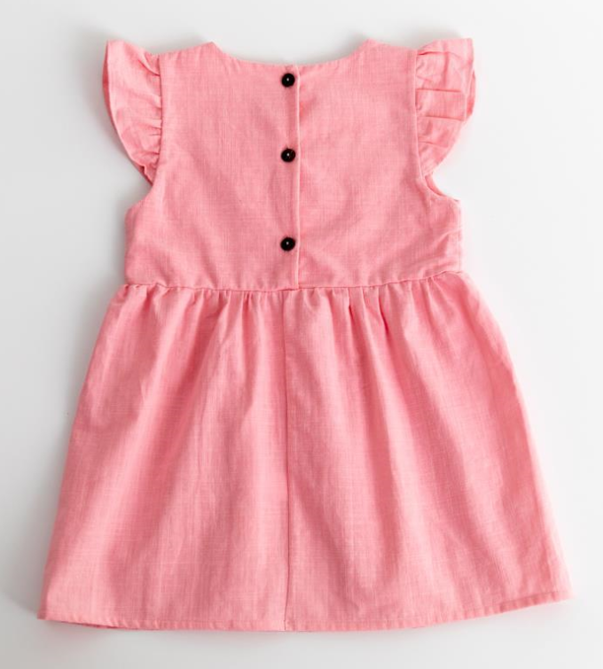 Платье из чистого хлопка и льна для девочек с летающими рукавами