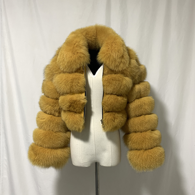 Wholesale Custom Lady Fox Fur Jacket Coat Women Luxury Real Fox Fur Coat
