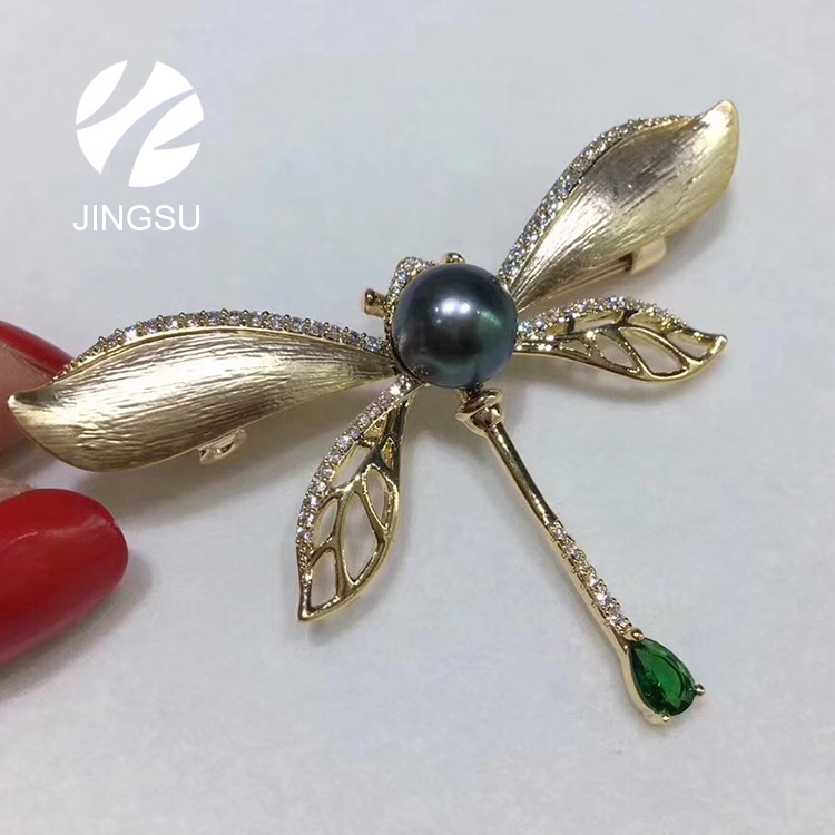 Design de moda forma com cor natural tahitian pérola broche de libélula