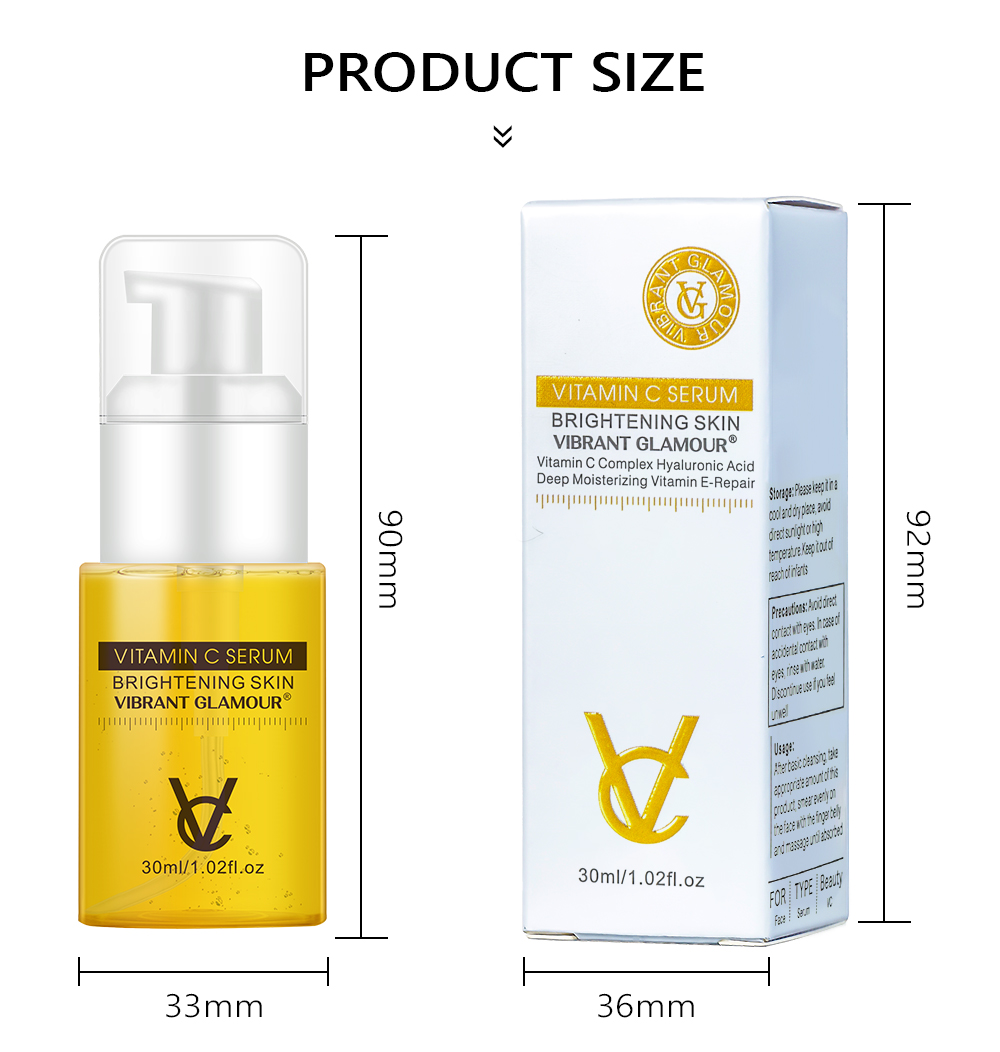VIBRANT GLAMOUR Factory direct vitamin C facial serum for anti-wrinkle whitening and brightening facial care all skin types