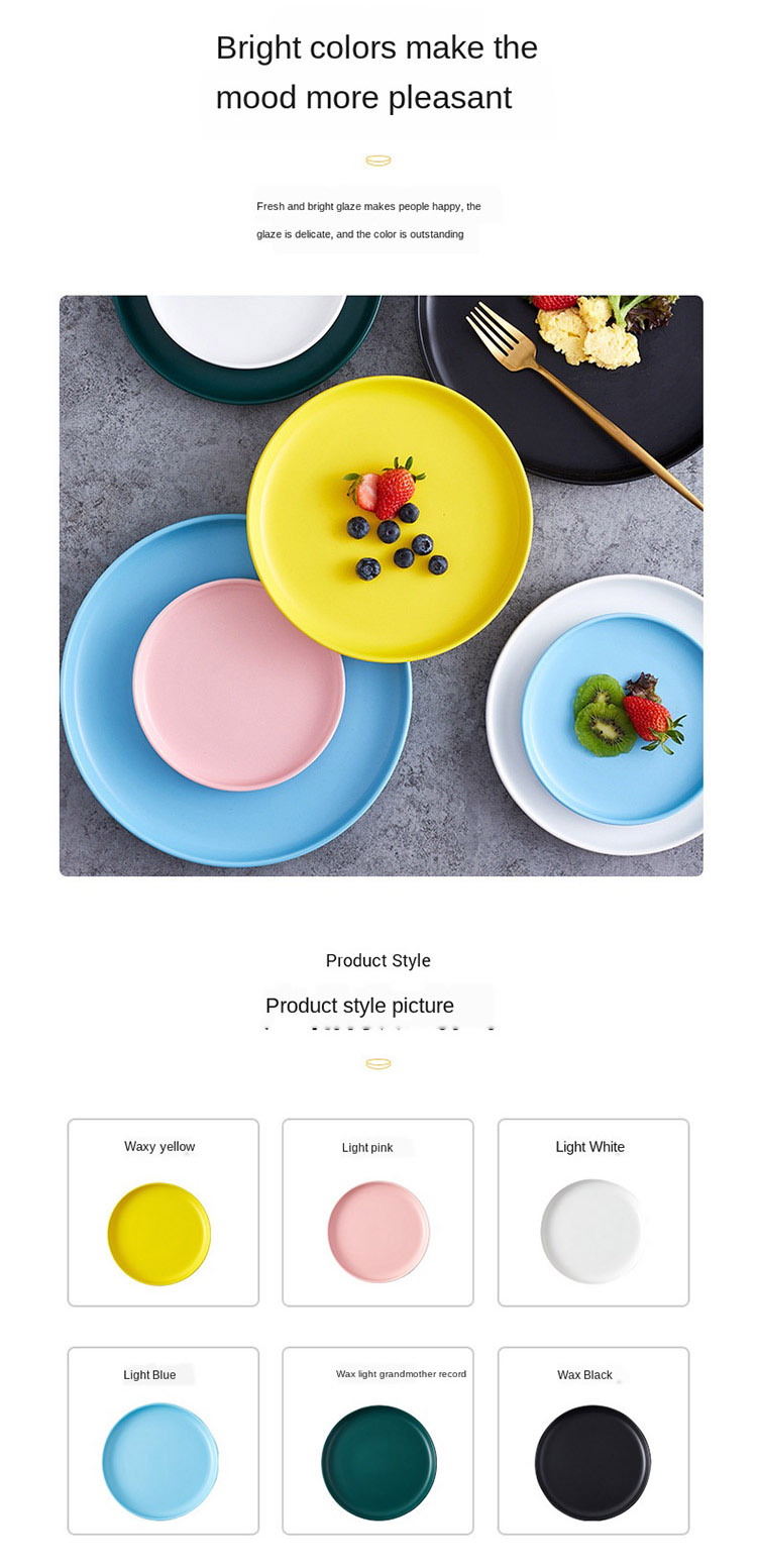 Modern Colorful Ceramic Tableware Round Plate Porcelain Hotel Dinnerware