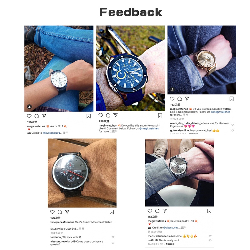 MEGIR Orologio Uomo Cronografo Quarzo 2130 - Cinturino Pelle Marrone, Quadrante Grande, Impermeabile