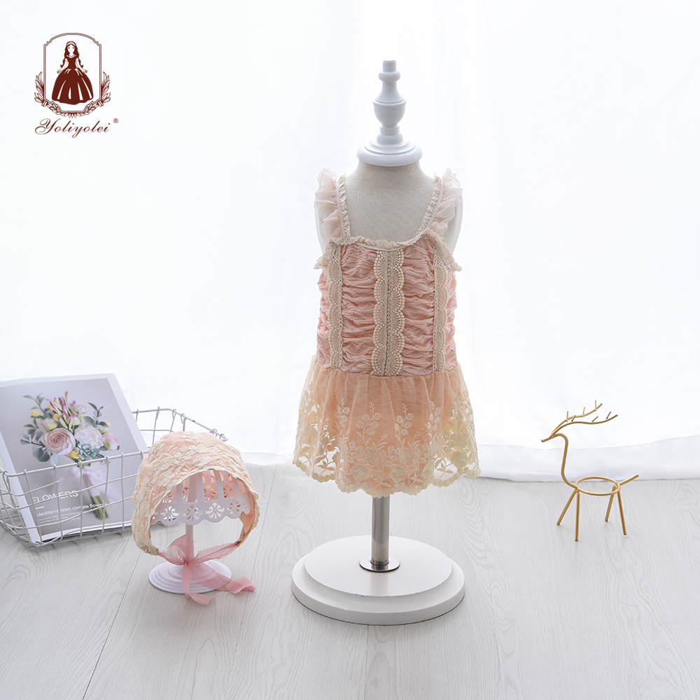 Летняя оптовая продажа, Одежда для новорожденных, одежда из шерсти на бретелях-спагетти, розовая Тюлевая одежда с вышитыми цветами для маленьких девочек, платье