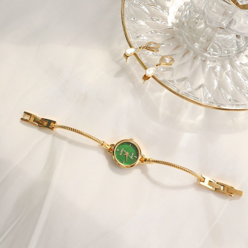 Aimgal ювелирные изделия браслет тип небольшие и нежные круглые изумрудные часы ретро маленькие золотые кварцевые часы для женщин