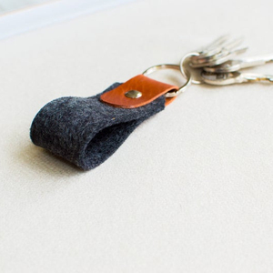 Personalized Leather Key chain Felt key ring