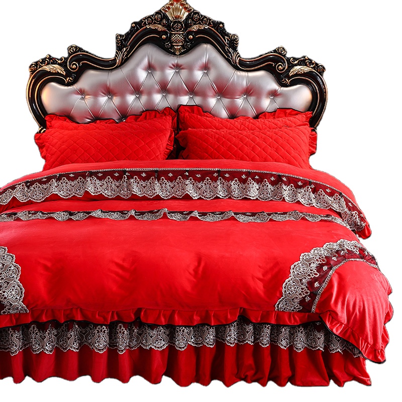 Свадебный удобный Высококачественный бархатный тканевый Комплект постельного белья из 4 предметов