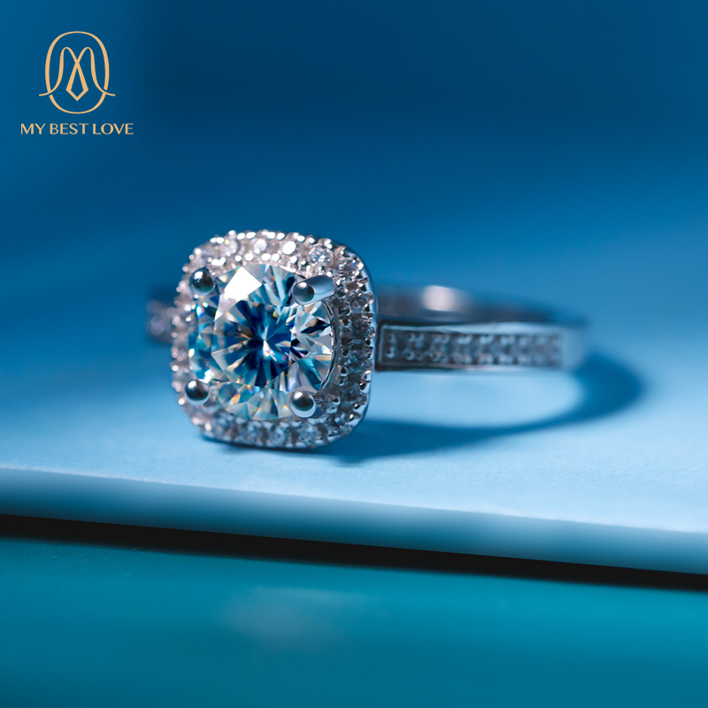 Pure 925 Sterling Sliver Ring Jewelry Custom Moissanite Silver Manufacturer Jewelry Wholesales Women Sliver Jewelry