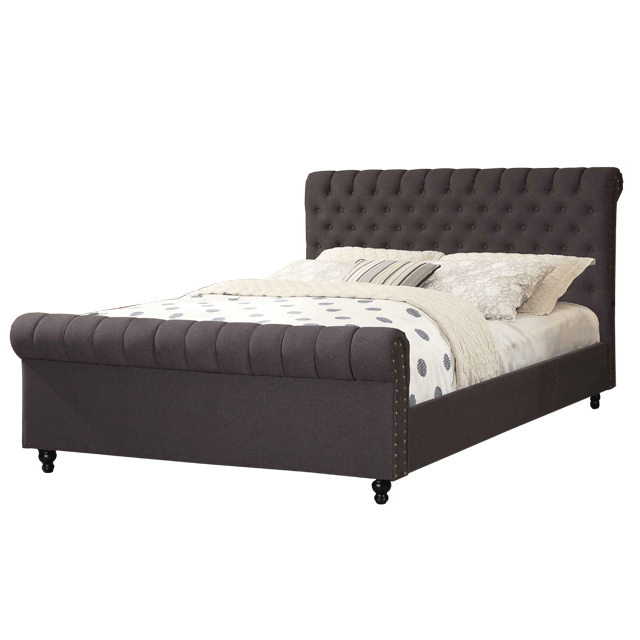 Новейший современный дизайн ткань Королевский Большой размер мягкая кованая металлическая рама кровать с изголовьем