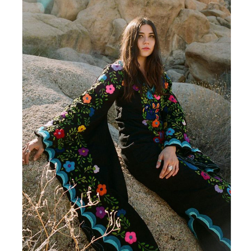 波西米亚风格花卉印花女装连衣裙批发monogrammed波西米亚花卉印花