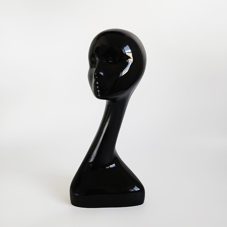 Модная голова-манекен с окошком, абстрактная длинная шея, женский черный манекен, пластиковая голова для париков, шляп, шарфов