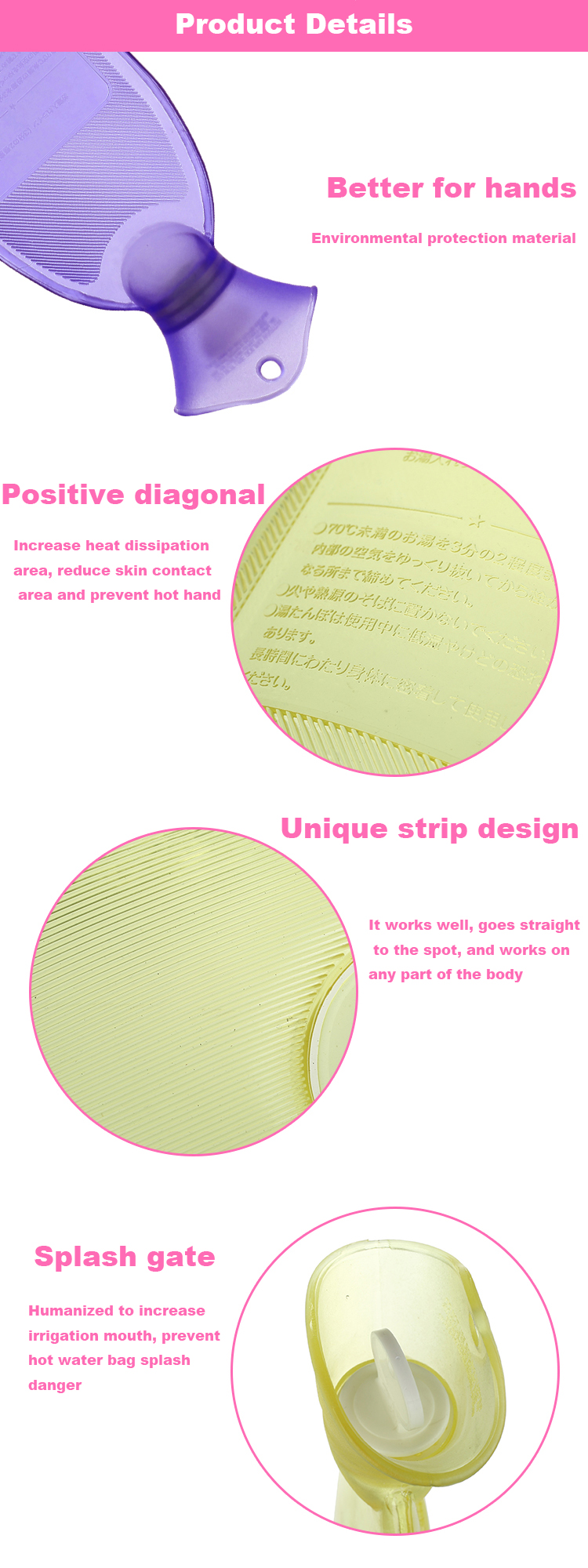 manufacture in china transparent no rubber bottle  hot water bag pvc