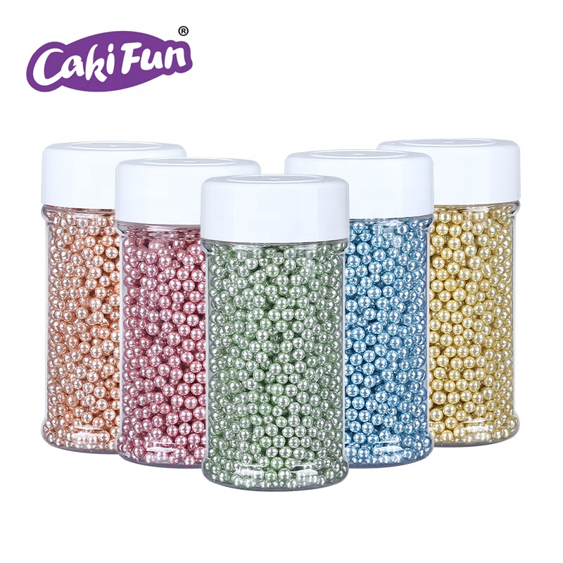 Cakifun 6 видов цветов 4 мм натуральный лазер, сахарный жемчуг для печенья, Хлебобулочные ингредиенты, съедобное украшение для торта