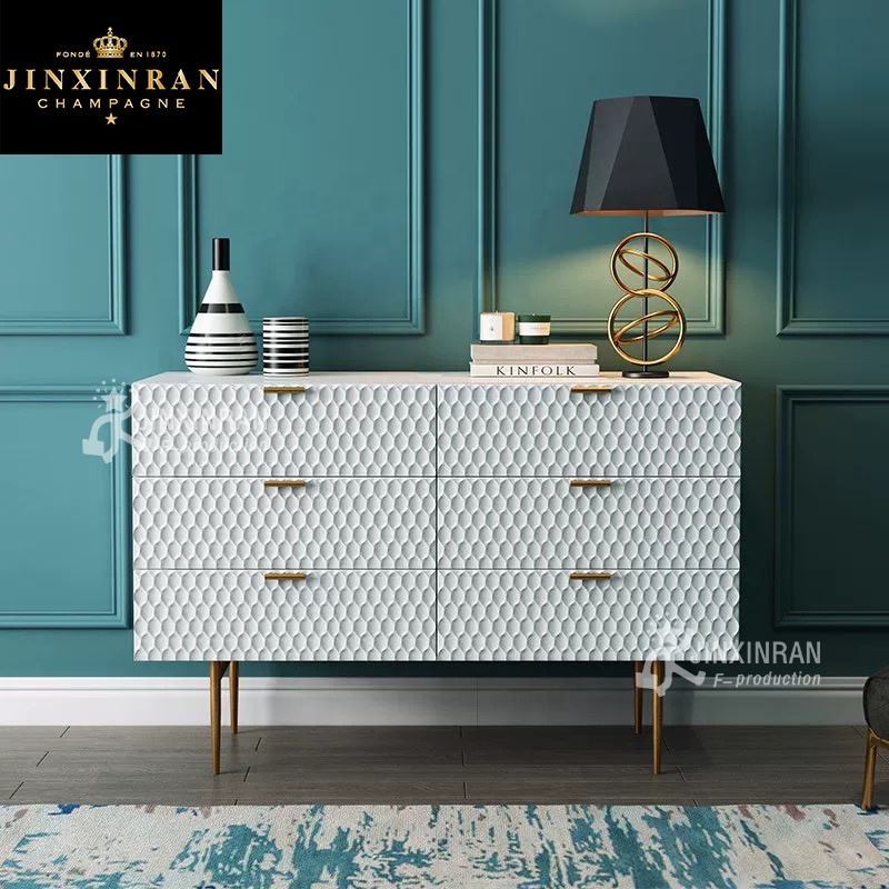 أبيض أثاث خشبي غرفة نوم MDF ركن الطابق خزانة المعيشة غرفة الطعام الحديثة تصميم درج خزانة جانبية