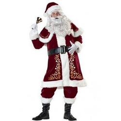 Christmas boutique clothing santa costume Complete Luxury Santa Claus Costume 8 Piece White Plush Red Santa Claus Complete Set