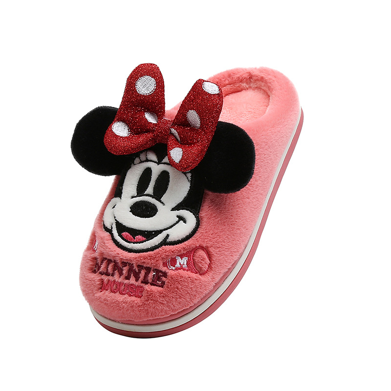 Симпатичные удобные новые теплые и Нескользящие домашние Плюшевые Детские хлопковые тапочки на плоской подошве для улицы и дома