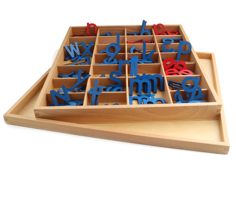 Учебный материал Монтессори для изучения языка, передвижной алфавит с испанской печатью в деревянной коробке