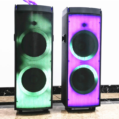 Dual 12inch high power professional karaoke KTV active trolley speaker portable usb subwoofer speaker
