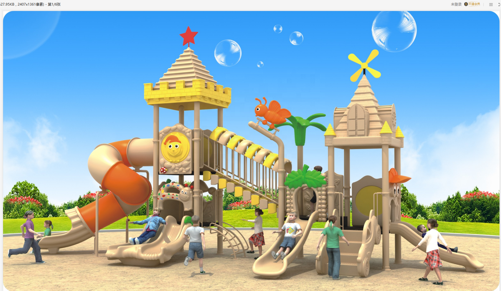 带秋千和滑梯儿童花园后院游乐场,用于商业娱乐 - buy playground