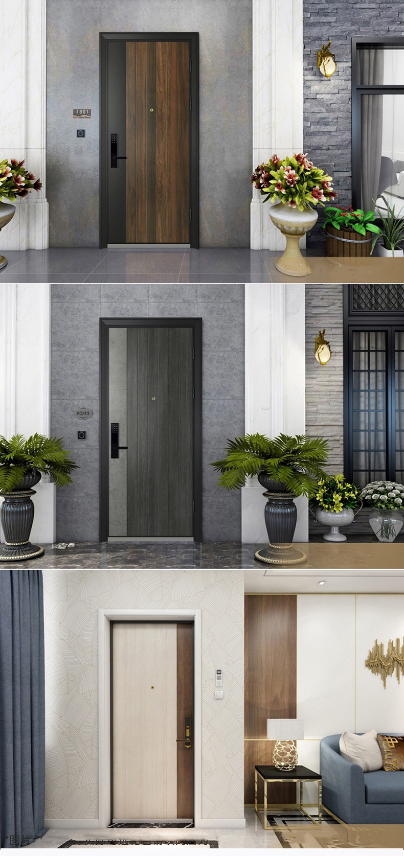 safety italy external security home doors italian brown color smart wooden front door armored